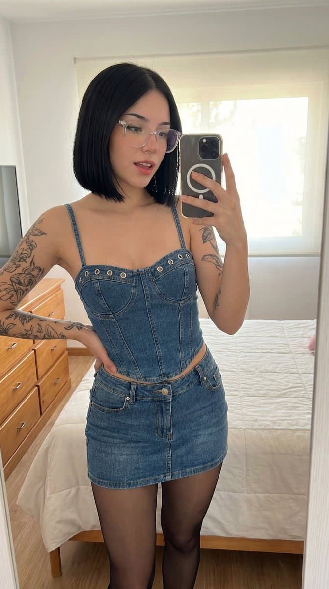 Denim Mirror Selfie Portrait — example 1