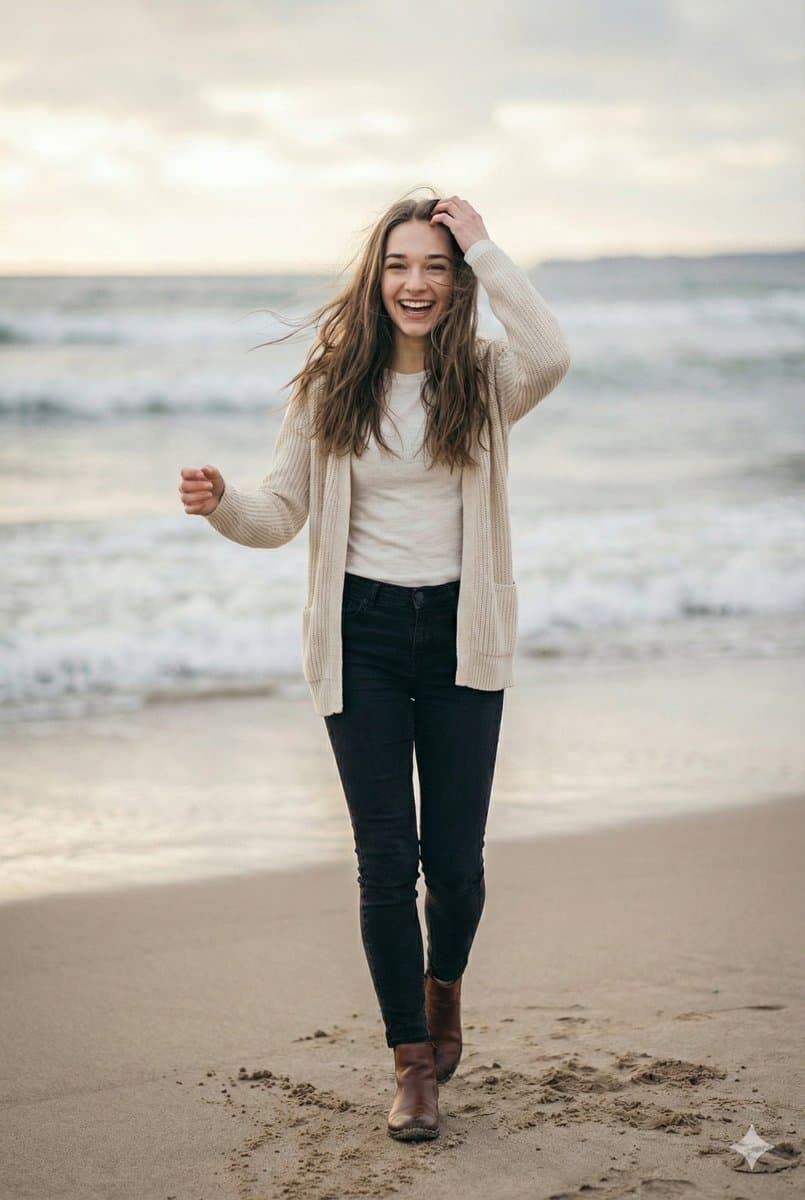 Cinematic Winter Beach Photoshoot — example 2
