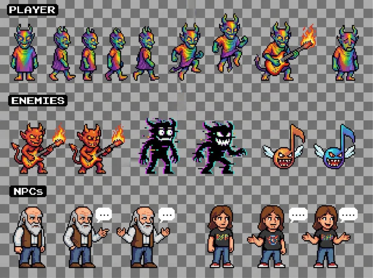 Sprite sheet for 2D NES platformer — example 1