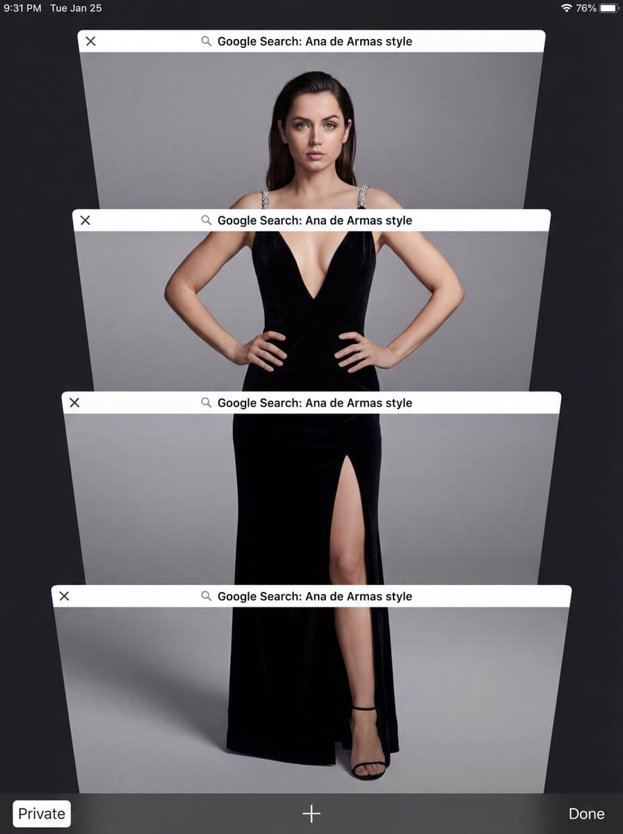 E-commerce Studio Portrait with UI Overlay — example 2