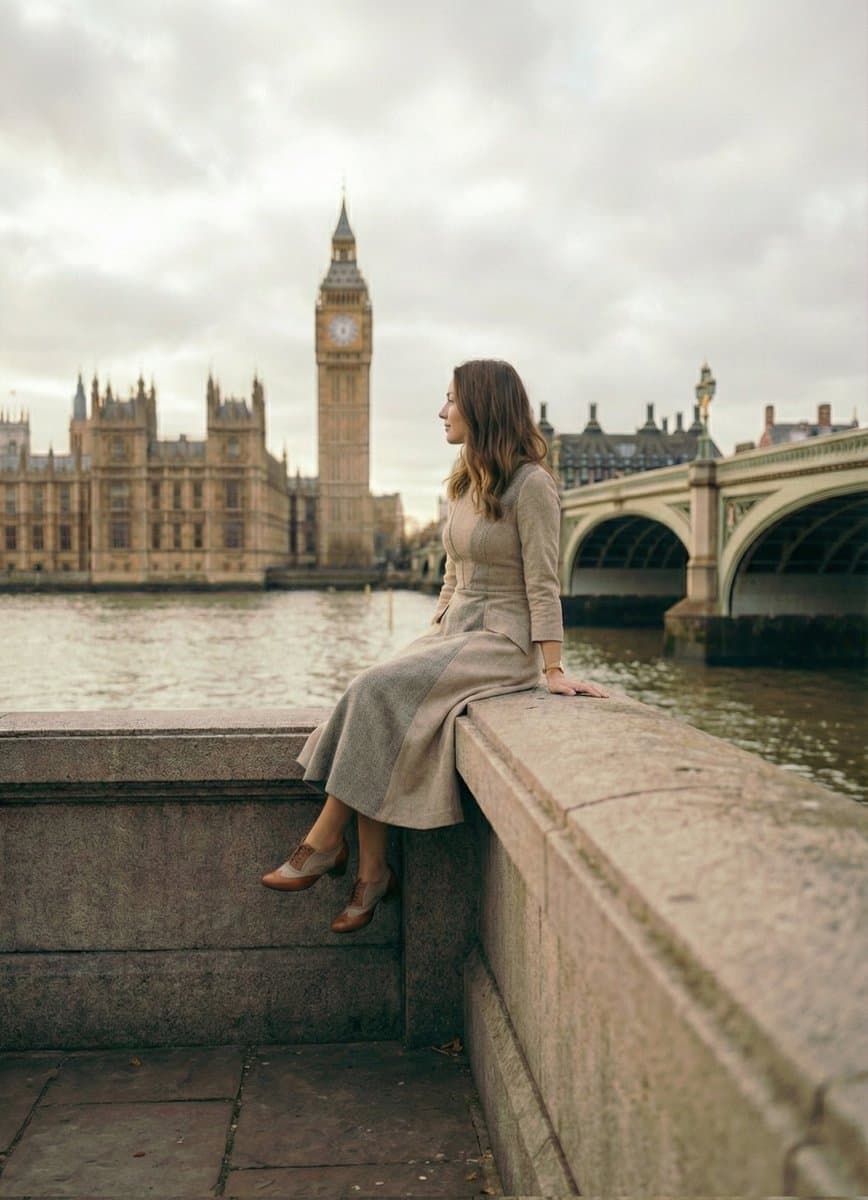 Cinematic Portrait beside the Thames River in London — example 2