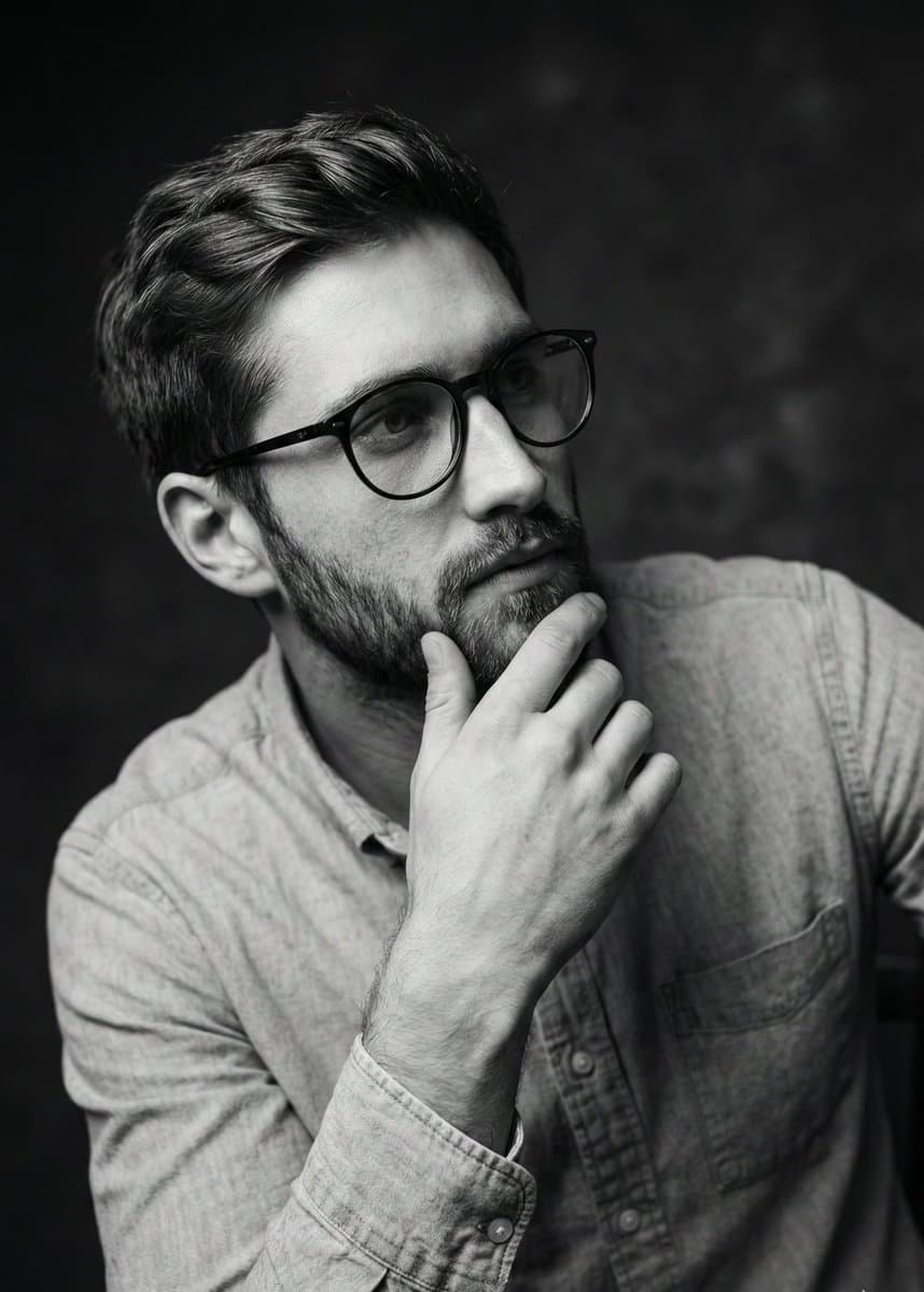 High-Contrast Black and White Portrait Prompt — example 2