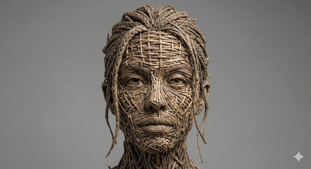 Woven Wooden Twig Portrait with Identity Lock — example 4
