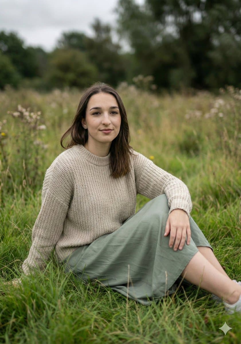 Serene Portrait in a Meadow with Shallow DOF — example 1