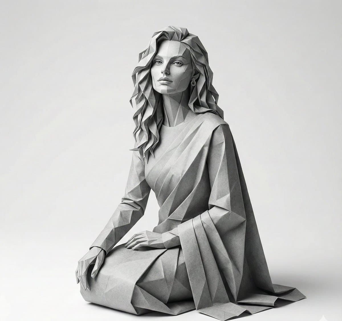 Hyper-Detailed Origami Portrait Sculpture — example 2
