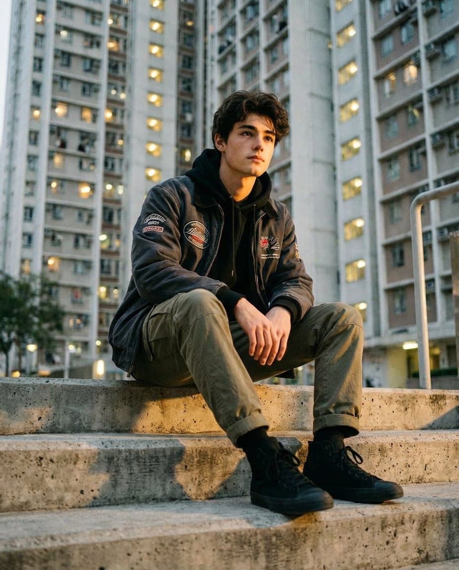 Urban Streetwear Portrait at Golden Hour Prompt — example 1