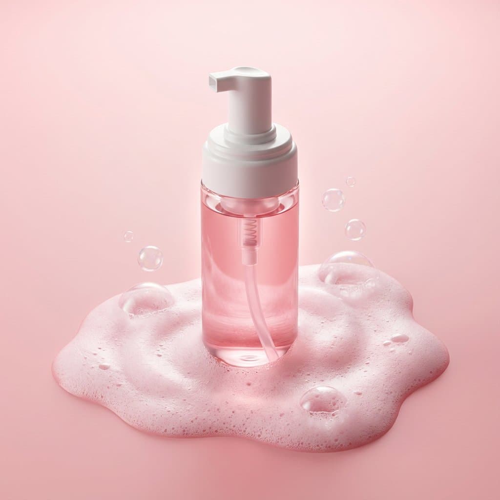 Minimalist Skincare Product Photography with Bubbles — example 1