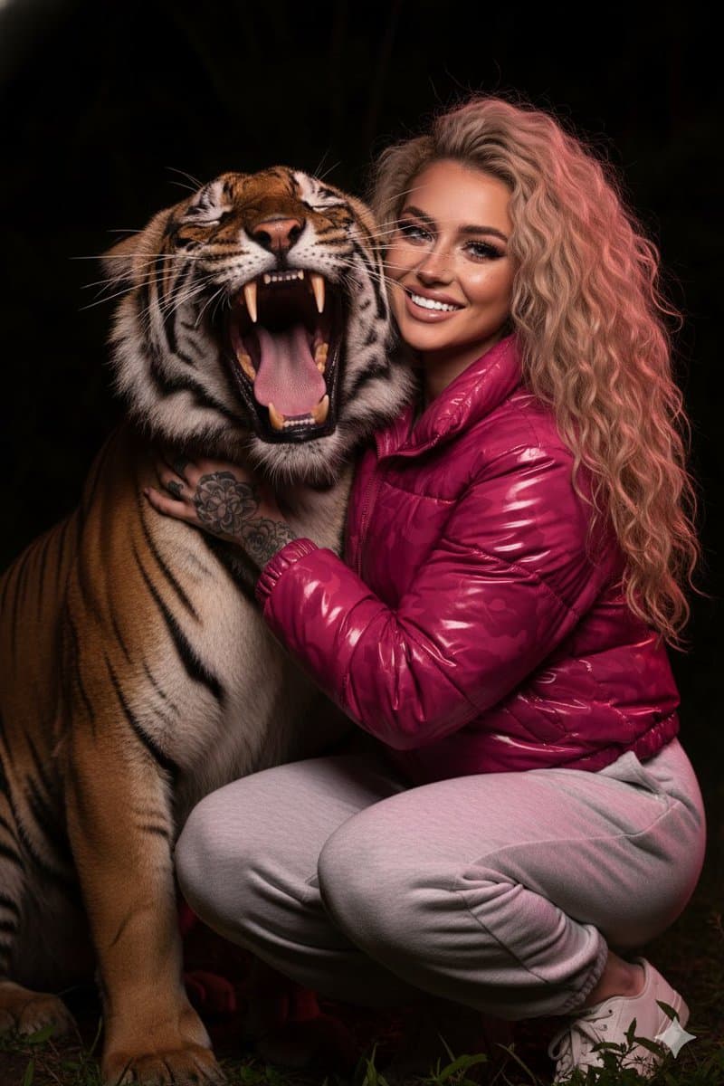 Hyper-Realistic Nighttime Portrait with Bengal Tiger — example 1