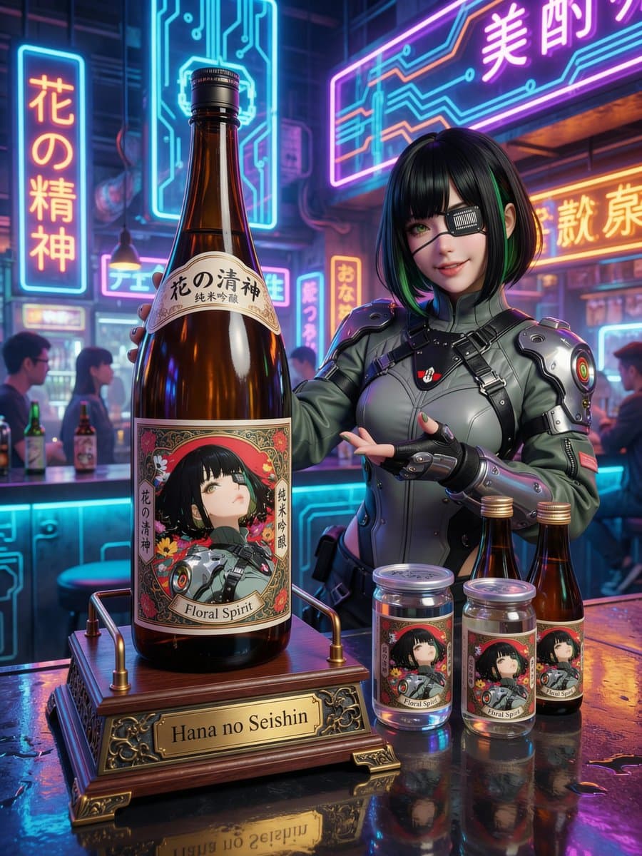 Fictional Sake Brand Bottle Design — example 1
