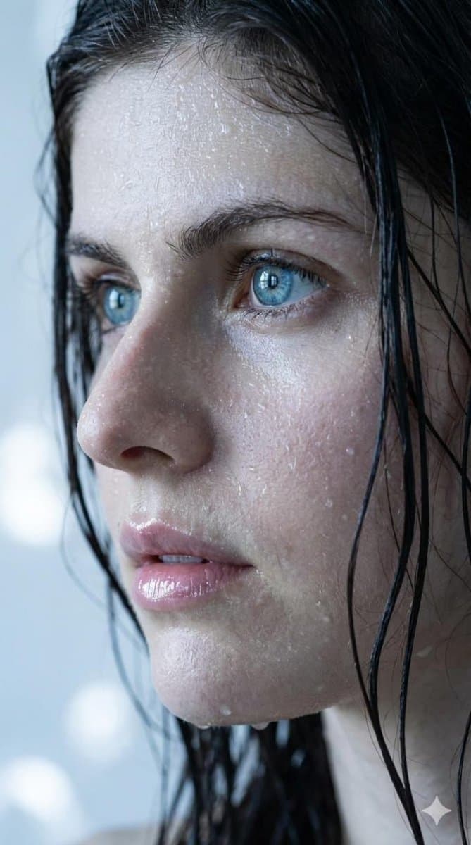 Extreme Wet Close-up Portrait with Reference Image — example 2