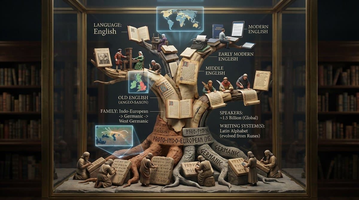 Linguistic Evolution Tree Infographic Generation — example 1