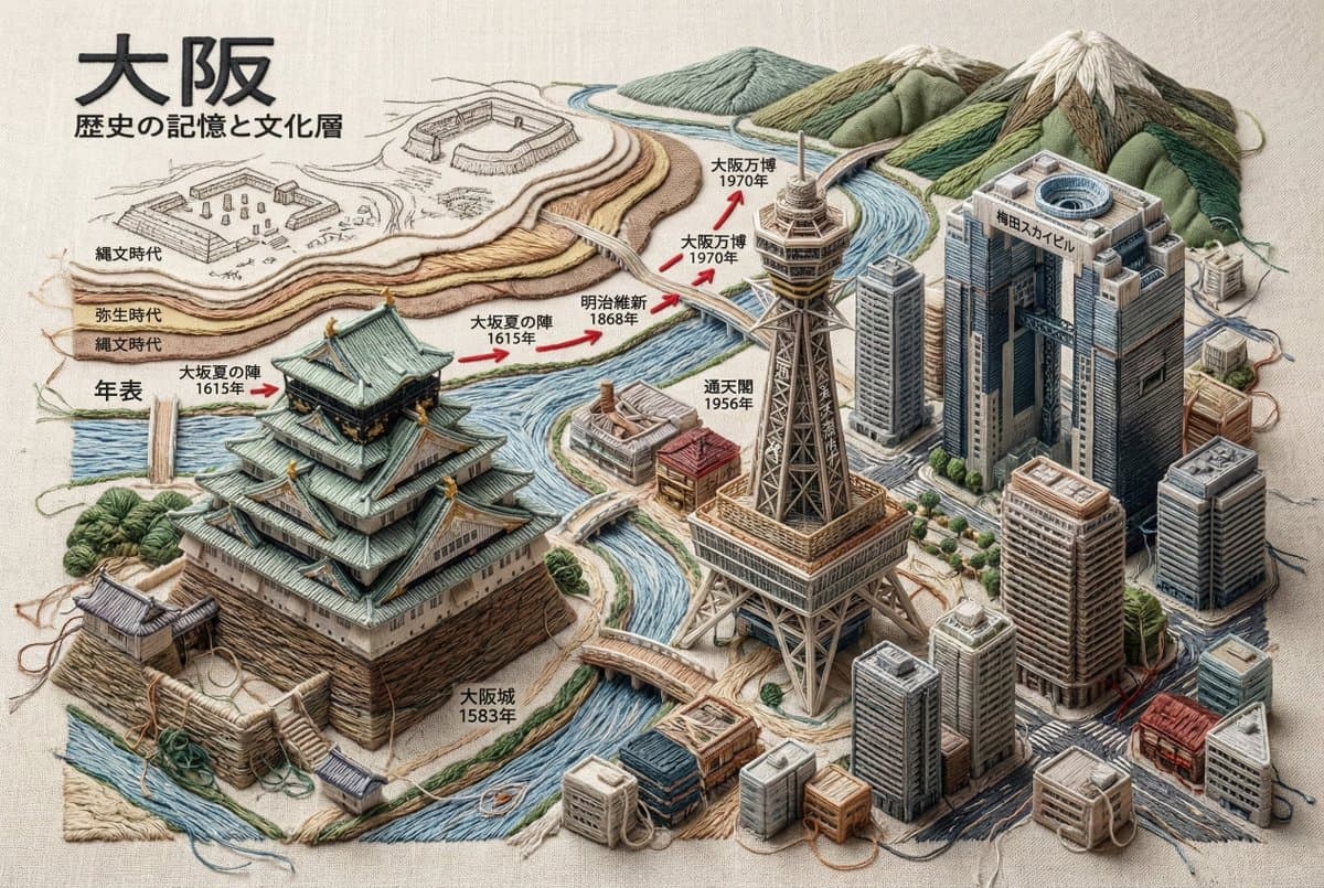 Embroidered 3D Isometric Cityscape Textile Art — example 1