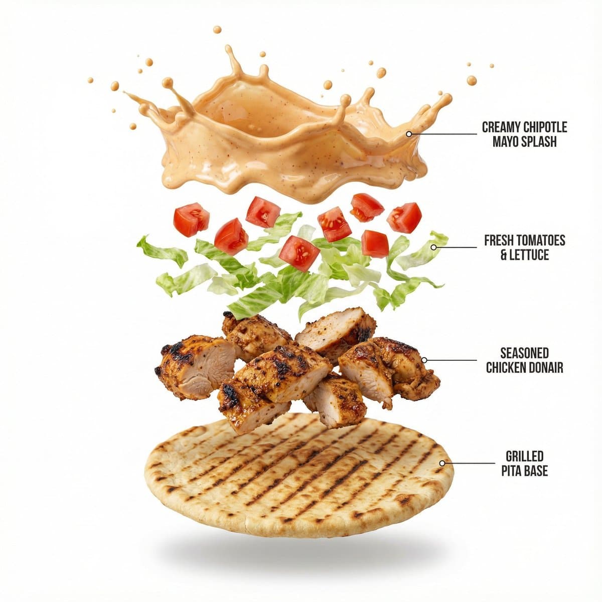 Shawarma Product Photography and Exploded Infographic — example 1