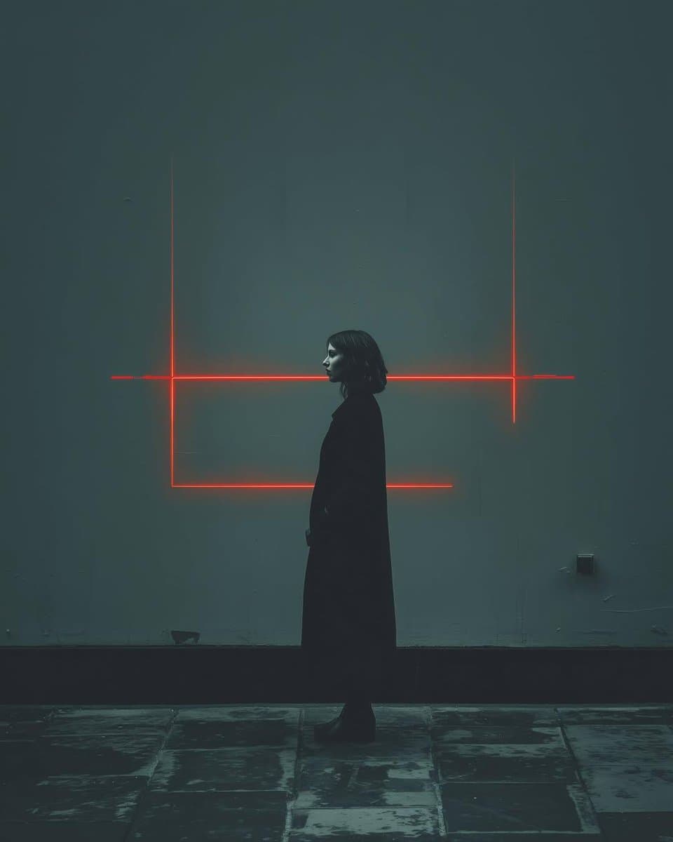 Cyberpunk woman in neon frame — example 1