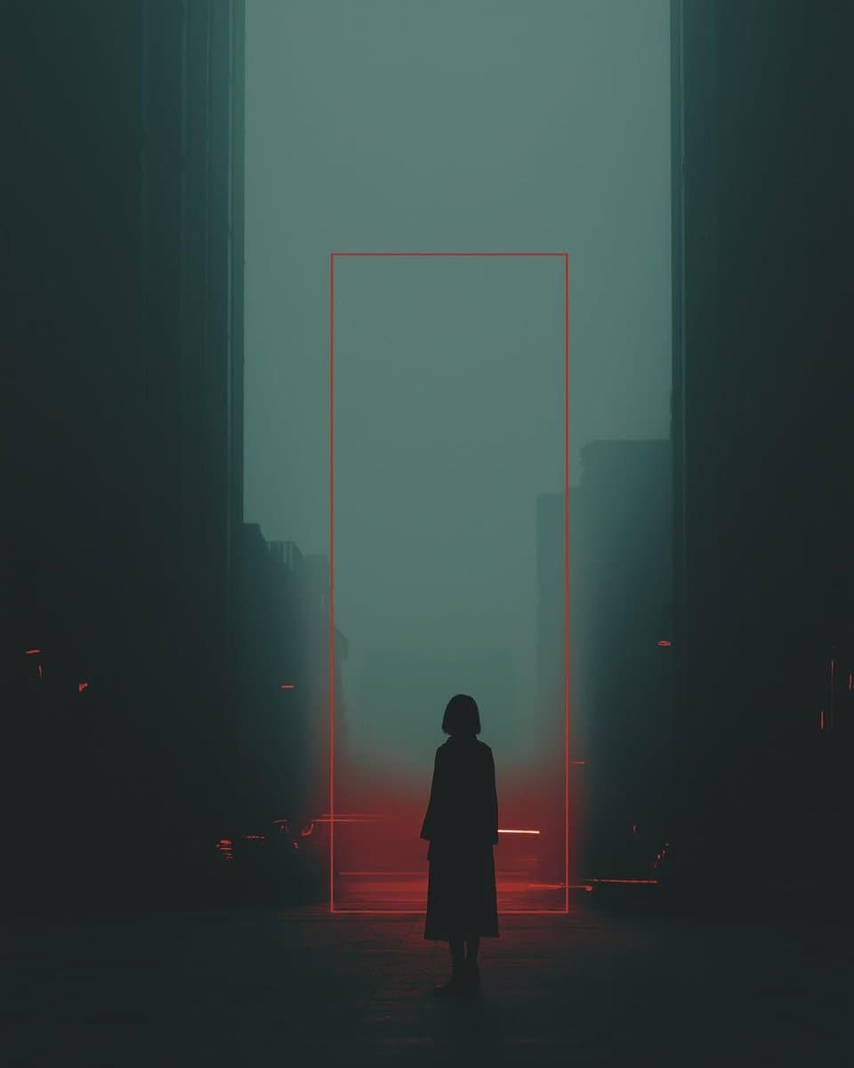 Cyberpunk woman in neon frame — example 3