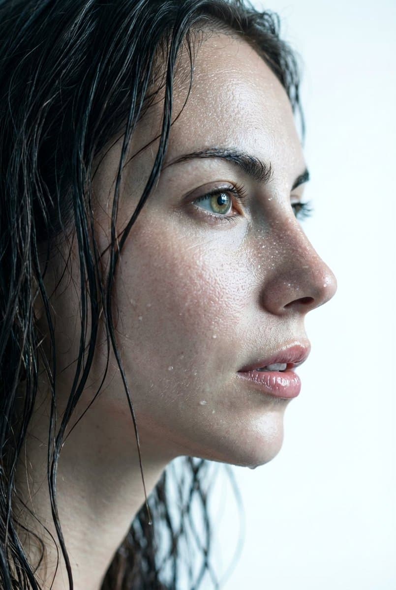 Hyper-Realistic Wet Skin Texture Prompt for Nano Banana Pro — example 1