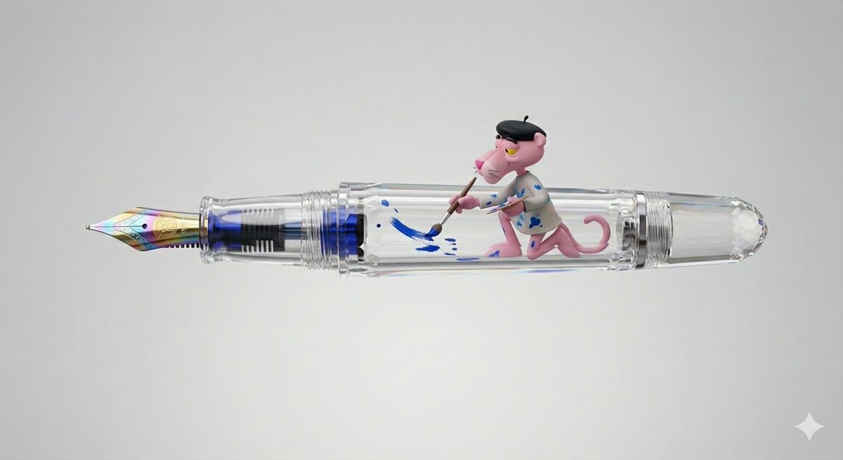 Pink Panther Fountain Pen 3D Render Prompt — example 1