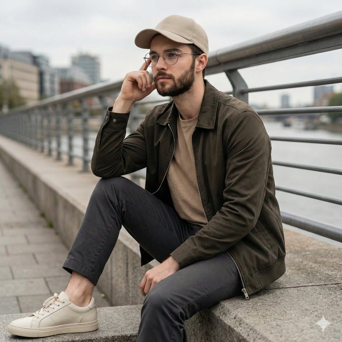 Cinematic Lifestyle Portrait on Urban Promenade — example 1
