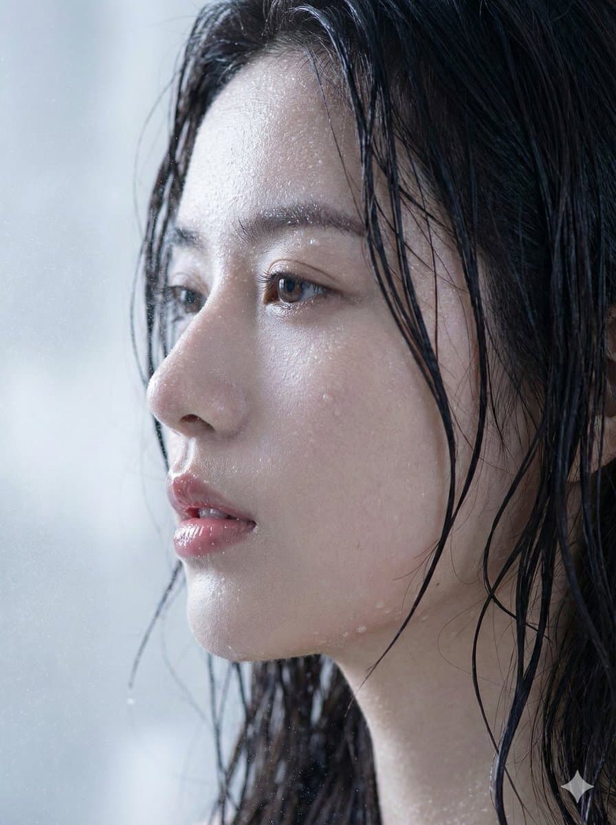 Hyper-Realistic Wet Skin Portrait (Macro Focus) — example 1