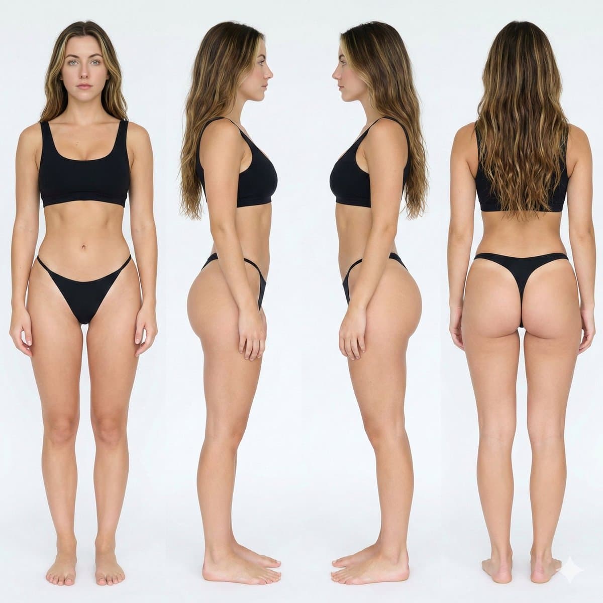 Four-View Character Reference Sheet for 3D Modeling — example 2