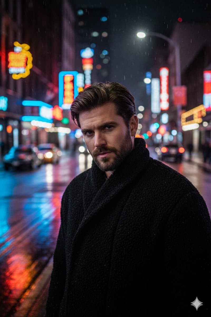 Cinematic Neon Night Street Portrait — example 1