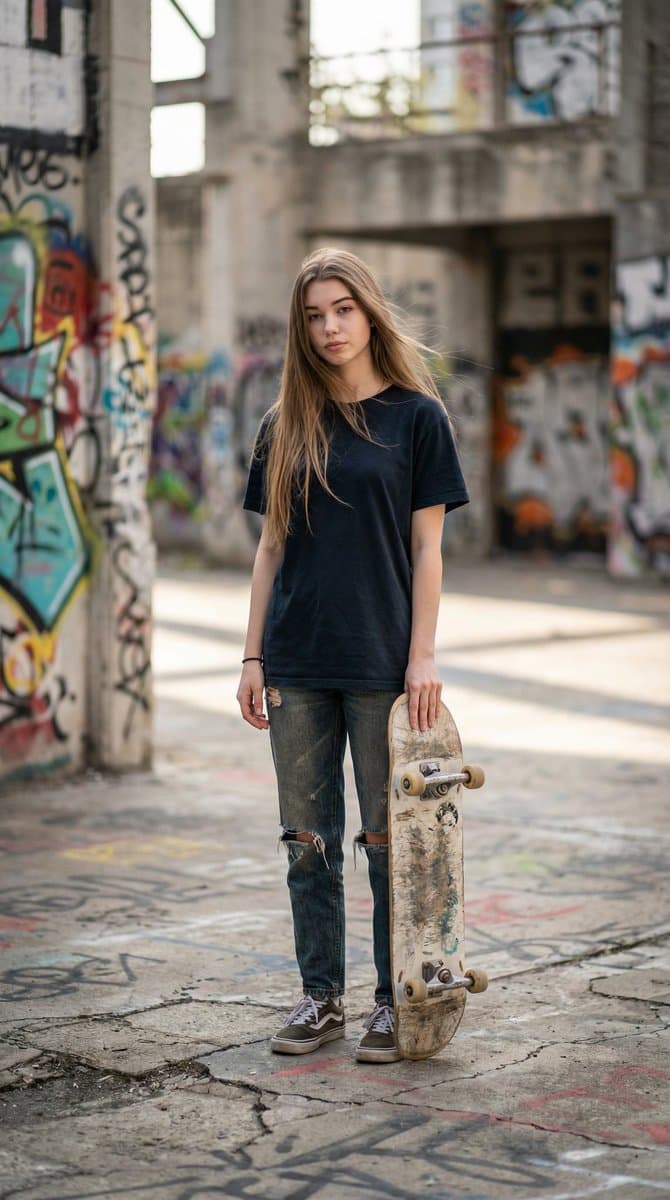 Ultra-realistic Urban Skateboarding Action Scene — example 1