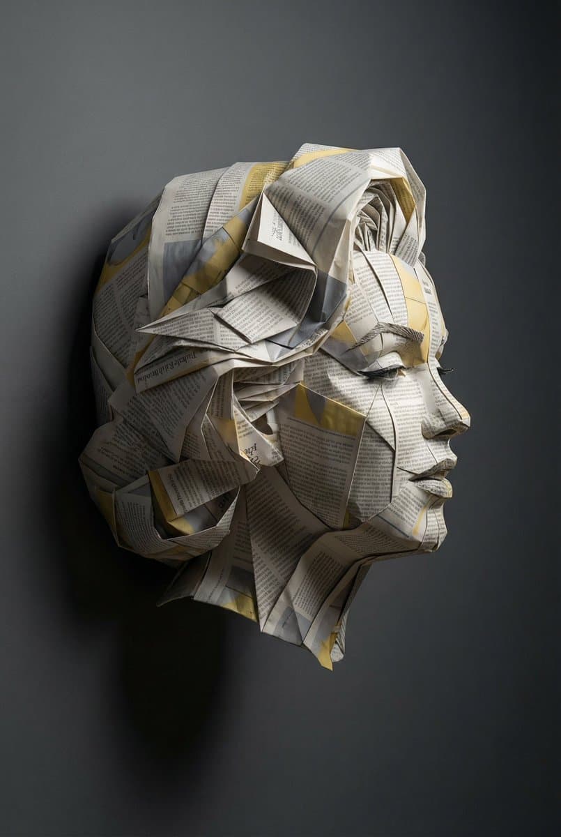 Surreal Einstein Paper Sculpture Photography Prompt — example 3