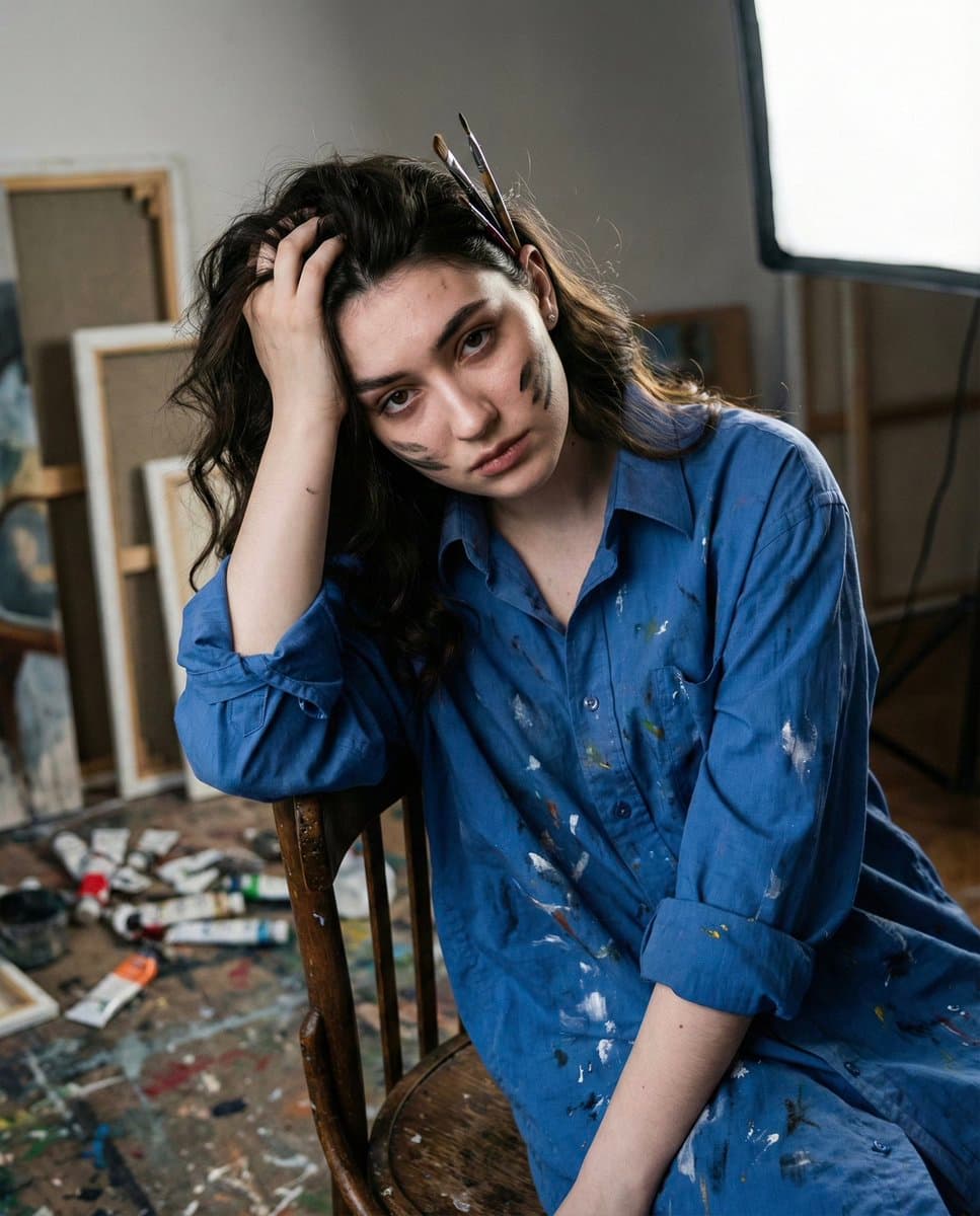 Chiaroscuro Portrait of an Exhausted Artist — example 1