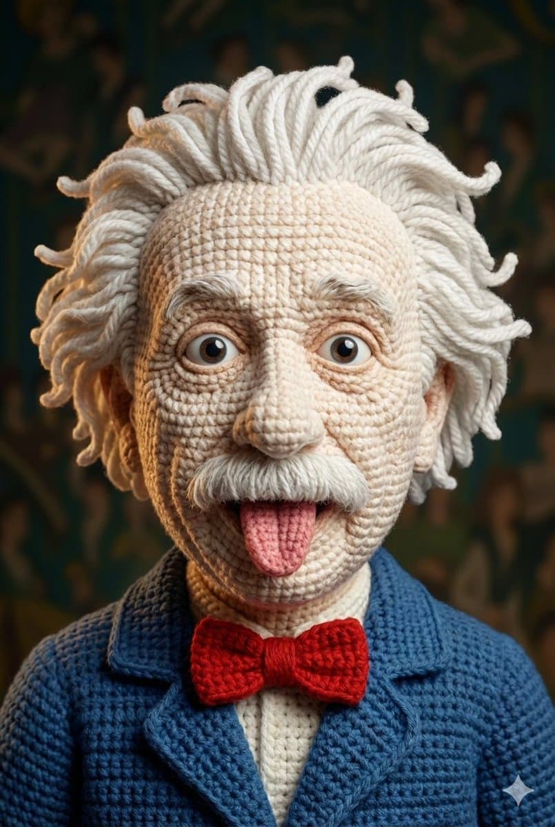Hyper-Detailed Crocheted Portrait of a Legend