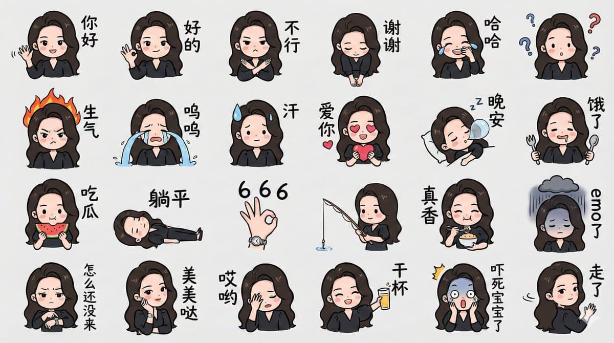 LINE-style Q-version emoji portrait grid — example 3