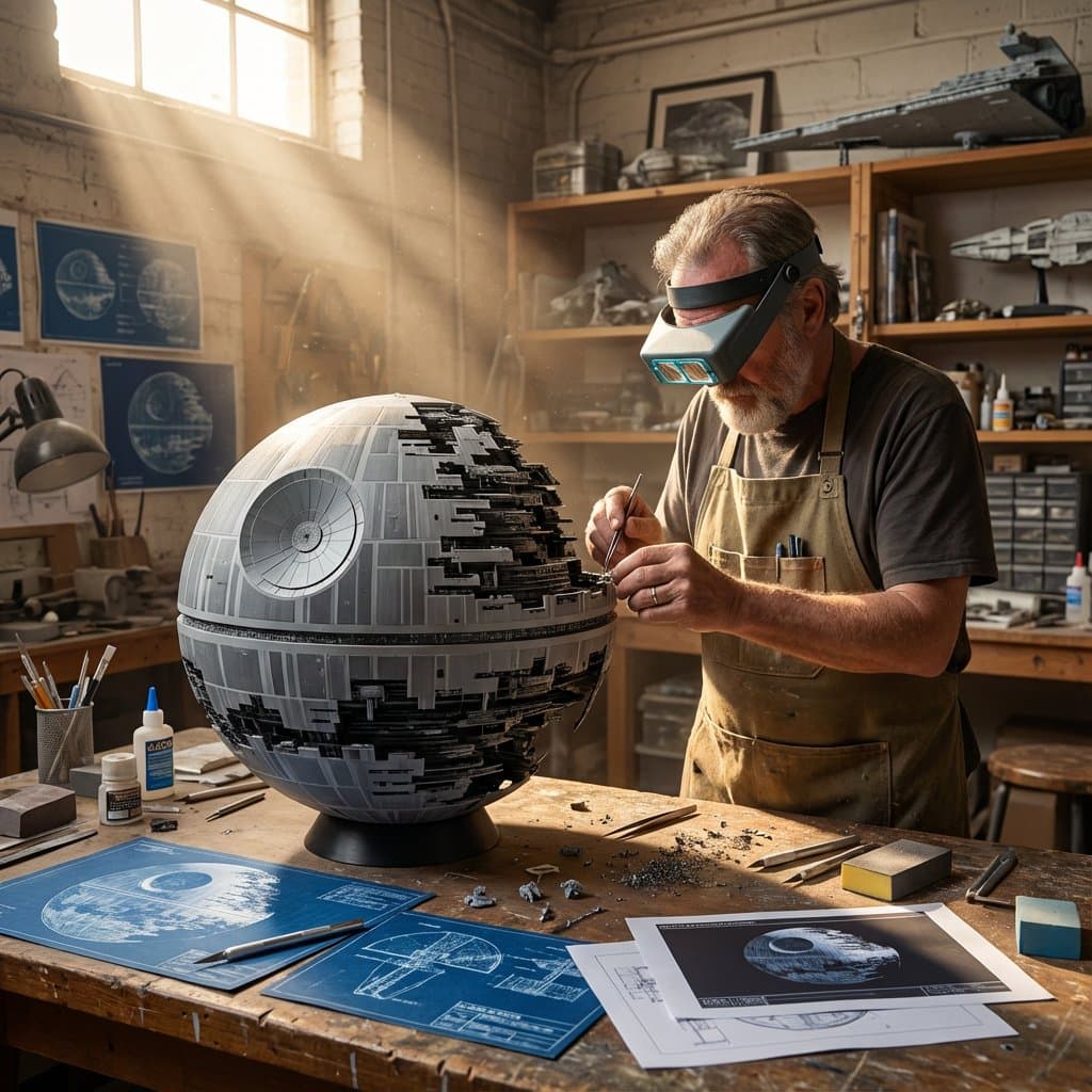 Cinematic Artisan Portrait Prompt for Model Making Workshop — example 1
