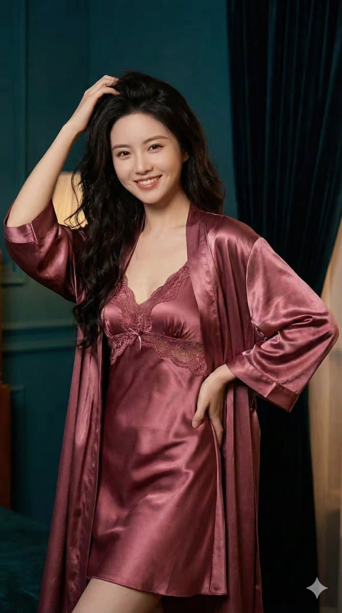 Romantic Silk Nightwear Portrait Prompt — example 1