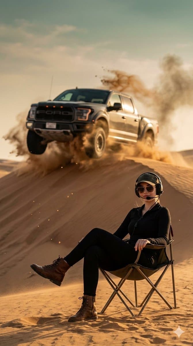 Desert Action Photography Prompt with Identity Lock