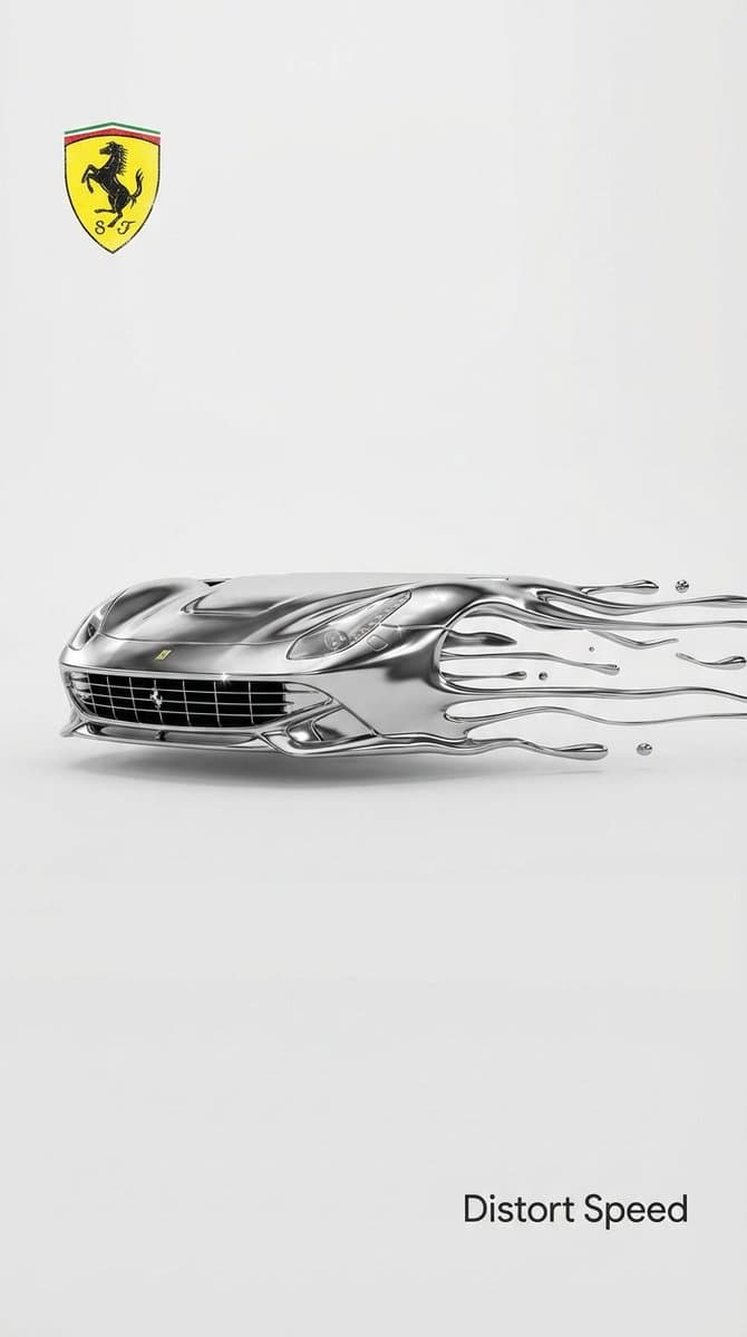 Surreal Minimalist Ferrari Print Ad — example 1