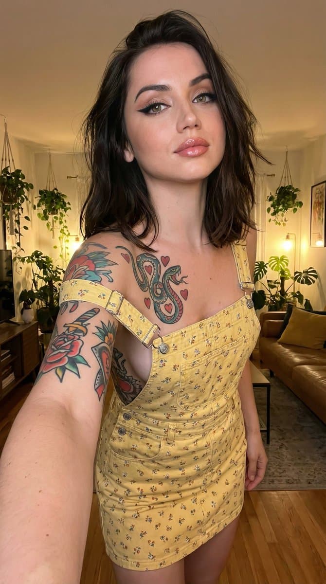 Photorealistic Tattooed Selfie Portrait (Structured JSON) — example 3