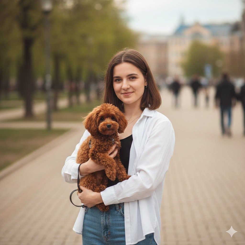 Urban Lifestyle Portrait with Dog Prompt — example 1