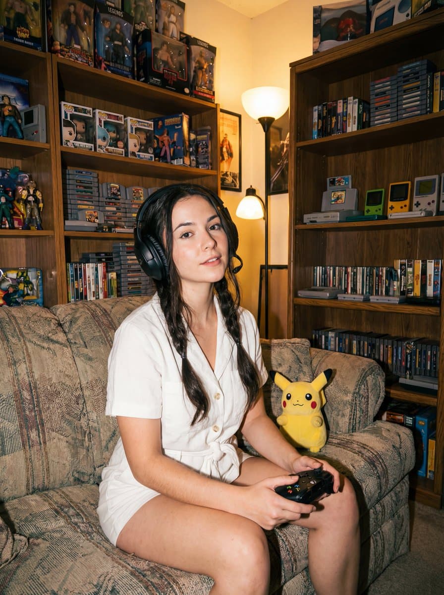 Direct flash gamer girl Nano Banana Pro JSON tag prompt — example 1