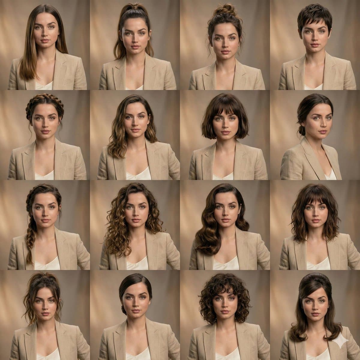 Editorial Beauty Collage for Hair Style Variations — example 1