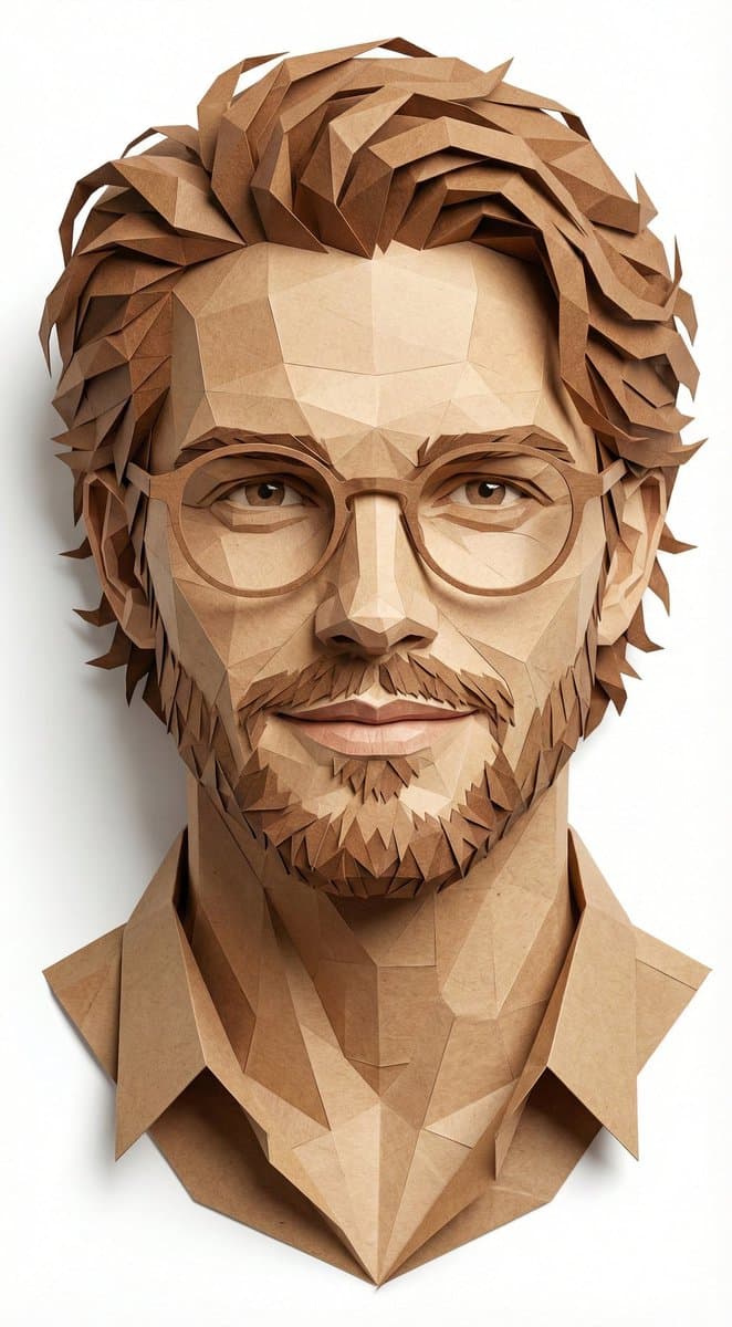 Digital Papercraft Portrait of a Young Man — example 1