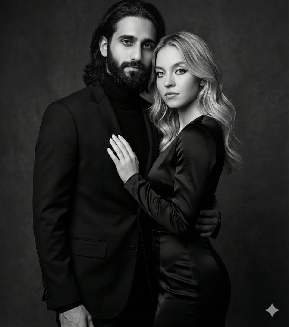 Black-and-White Studio Portrait of a Couple with Identity Lock — example 3