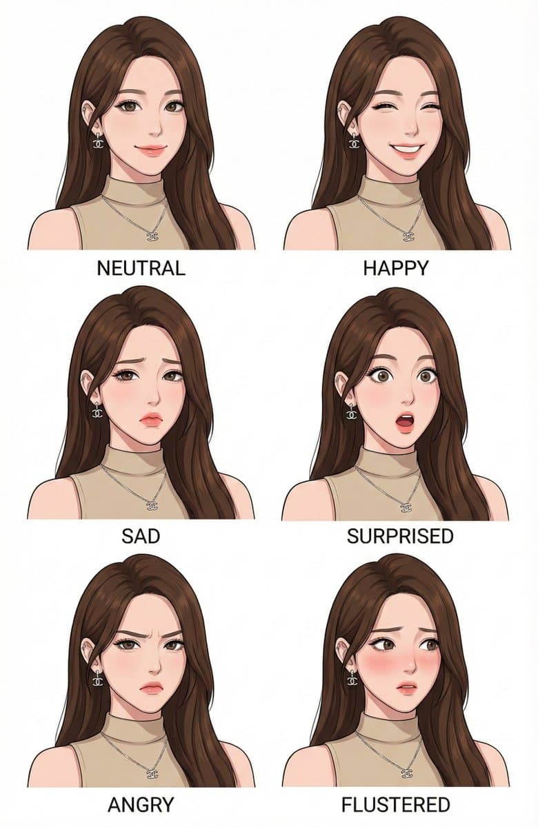Character Design Expression Style Guide Prompt — example 1