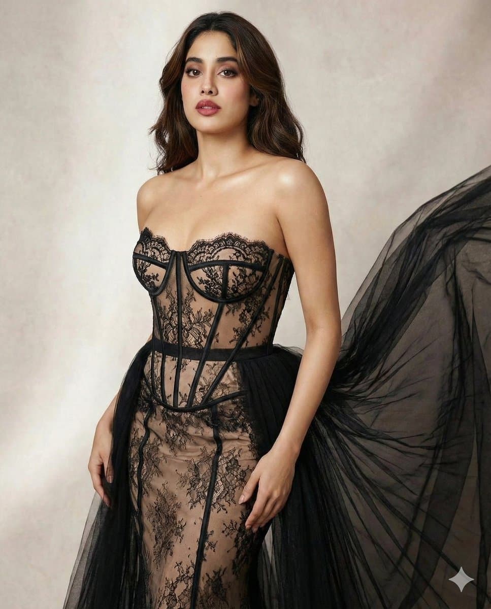 High-Fashion Illusion Lace Corset Gown Editorial — example 1