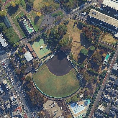 Cartoon drone-style Google Maps aerial illustration prompt — example 1