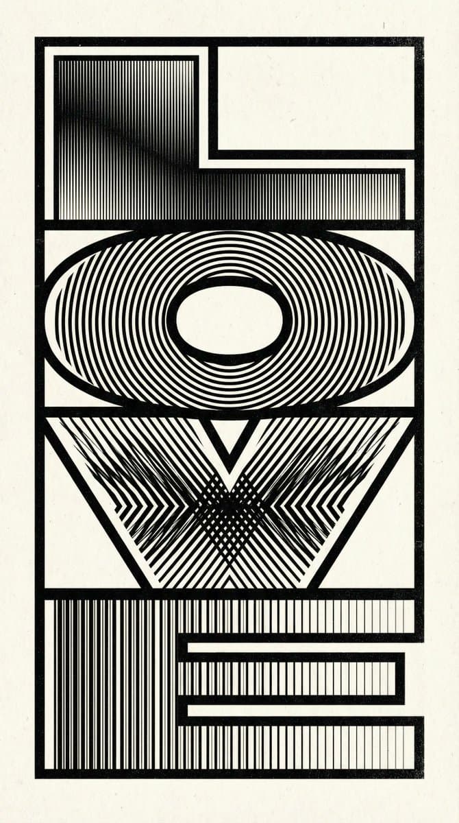 Op Art LOVE Typography Poster Prompt — example 2