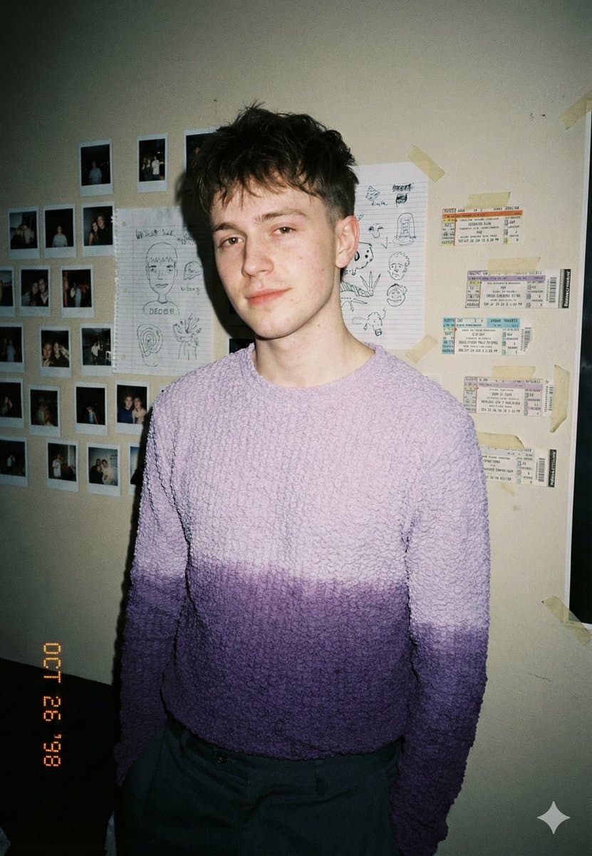Analog-Inspired Male Portrait with Hard Flash Prompt — example 1