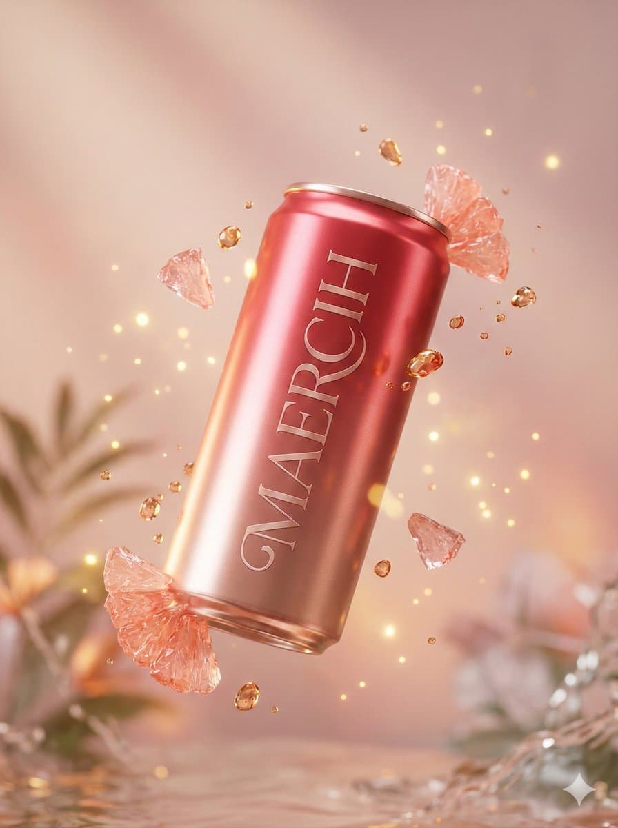 Luxury Commercial Shot of Floating Grapefruit Sparkling Can — example 2