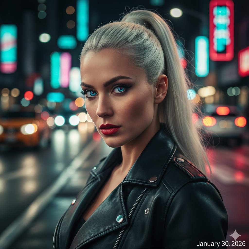 Neon City Street Style Editorial Prompt — example 1