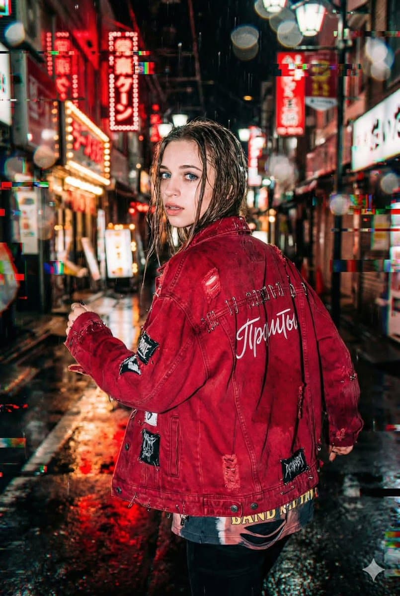 Neo-Tokyo Street Style Portrait Prompt with Glitch Effects — example 1