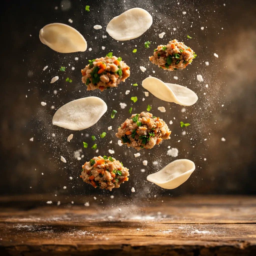 Cinematic Food Photography of Deconstructed Dumplings — example 2