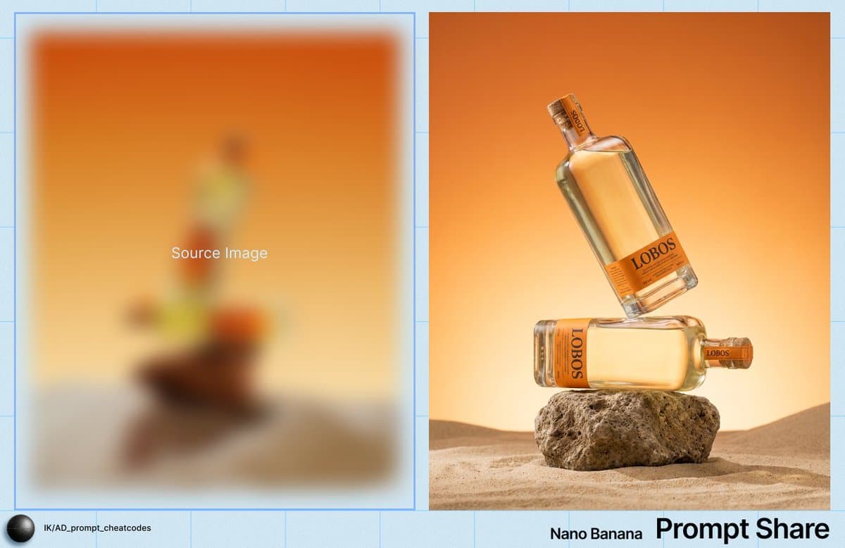 Product Photography Prompt for Lobos Tequila Bottles — example 1